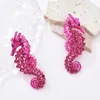 Boucles d'oreilles mode Punk ajouré rose Orange vert étoile de mer hippocampe cristal clair pour femmes filles cadeau bijoux