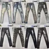 Jeans viola da uomo Designer Fashion Patchwork Strappato Biker Denim da donna Pantaloni neri di lusso Vintage Street Casual Sport Jogging Wash