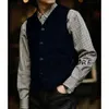 Gilet da uomo in velluto a coste monopetto con scollo a V Gilet da cerimonia formale per le donne Abito da uomo smoking blu royal Uomo elegante Wang 240119