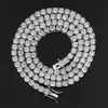 Gold Silver Luxury Diamond Men Necklaces Cluster Necklace Womens 3mm 4mm