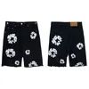 24SS Fashion Summer USA Cotton Print Denim Shorts Women Män skateboard High Street Jeans Middle Pants Joggers 0127
