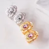 Hoepel oorbellen luxe Italiaanse vintage sieraden zilver/goud kleur rechthoek voor vrouwen glanzend paars zirkoon oorbel feest