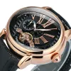 Spijkerpistolen Forsining Tourbillon Automatic Watch for Men Oval Rose Gold Mechanical Watches Top Brand Genuine Leather Strap Male Clock