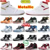 1 1s Gold Metallic Red High Basketball Shoes Stain Bred University Blue Dark Mocha Stealth Stage Mid Grey Cool Sneakers Royal Hyper UNC Bordeaux Trainers With Box