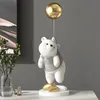 Creative Balloon Polar Bear Resin Ornaments Home Decor Crafts Office Desk Figurines Bookcase Sculpture Craft 240123