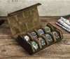 Luxury Leather 8 Slot Watch Boxes Organizer for Men Travel Storage Watch Package Luxury Retro Crazy Horse Skin Fall Prevention 240123