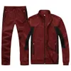 BASUDAM MÄNSPRACK SUITS SET 2-stycken långärmad uppvärmning Tracksuits Zip-Front Athletic Casual Running Jogging