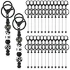 Porte-clés 24 pcs barres de porte-clés perlées en vrac pour perles bricolage métal blanc perlé artisanat de perles