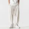 New Chinese Style Men's Cotton Linen Pants For Spring And Autumn, Japanese Lantern Pants, Oversized Loose Casual Wide Leg Pants