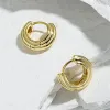 Earrings ANDYWEN 925 Sterling Silver Gold Line Thick Hoop Huggies Clips Women Luxury Jewelry Gift 2022 Rock Punk Definite Earring