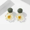 Dangle Earrings FXLRY Elegant S925 Silver Needle Acrylic Dried Flower Small Daisy For Female Lady Jewelry Accessories