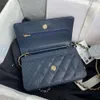 2023 Top -Qualität Designer -Umhängetaschen Kette Handtasche Handtasche Plaid -Geldbörsen Doppelbuchstaben Solid Schnalle Schaffell Kaviar Muster Frauen Luxus gleichrangig