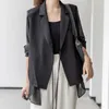 Kvinnors kostymer S-4XL Kvinnor Blazer Jacket Thin Sleeve Loose Spring Summer Autumn Casual Office Work Plus Size White Black Grey