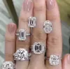 Ringe Luxus 925 Sterling Silber 7 Diamant Schneiden Hochzeit Engagement Cocktail Frauen Ringe Finger Fein Schmuck