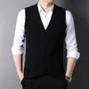 Top Grade Autum Fashion Brand Slim Fit Knit Cardigan Sweater Vest Men Vintage Winter Woolen Sleeveless Casual Man Clothes 240119