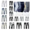 Diseñador para hombre Pantalones vaqueros morados High Street Ksubi Hip Hop Rip Hole Stack Patch Denim Pierna recta Empalme de moda Hacer viejos pantalones casuales para correr al aire libre