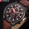 cwp CURREN Brand Luxury Casual Military Quartz Sports Wristwatch Genuine Leather Strap Male Clock Chronograph Date Men Watches294G