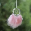 Mini Dream Catcher Light Purple Turkey Feathers with Natural Leather, Handmade Small Dreamcatcher for Car Home Dorm Decor 1221306