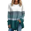 Damesblouses Trendy dameskleding Losvallende top Colorblock blouse met lange mouwen en O-hals voor zachte, ademende trui Herfst