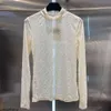 Marine Serre Paragraf Rose Park Choi Ying Moon Flocking Printed High Neck Bottom Shirt Transparent Mesh Långärmad kvinnors utkläder 10A