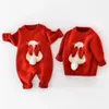 Kerstmis geboren Romper Gebreid Bunny Herfst Winter Baby Jumpsuits voor Meisjes Jongens Kleding geboren Onesie Jaar Baby Outfit 240119