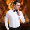 Chemises habillées pour hommes 2024 Chemise à manches longues de haute qualité Tuxedo Col debout Mariage Blanc Bouton de manchette français