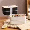 Essgeschirr, Bento-Box im japanischen Stil, 2 Etagen, Lunch-Fächer, für Kinder, Jungen, Mädchen und Frauen, Männer, Erwachsene, Essenszubereitung