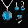 Necklace Earrings Set Fashion 925 Sterling Silver Crystal Hoop For Women Brincos Jewelry Pretty Party Accessories Top Quality