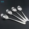 Whole- jiaxin 1 pcs flatware stainless funny skull shape Long handle coffee spoon teaspoon dessert spoon ice cream candy spoon2738