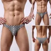 Mutande 1pc Moda uomo Plaid Traspirante Vita bassa Slip bikini sexy Lingerie Intimo U-Convex Pouch Uomo Mutandine