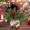 Decorative Flowers 10/1Pcs Artificial Pine Branches Fake Green Leaves Stems DIY Garland Xmas Tree Ornaments Year Party Decoration Gifts