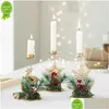 Candle Holders New Christmas Golden Iron Candle Holder Snowflake Candlestick Decorations For Home 2022 Xmas Table Ornaments Year 2023 Dh35I