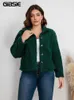 GIBSIE Plus Size Einreihige Fleece-Kurzjacke Damen Herbstmode Revers vorne offen Langarm Teddy-Outwear-Jacken 240126