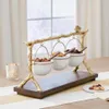 Dishes & Plates Living Room Home Gold Oak Branch Snack Bowl Stand Fruit Plate Dish Creative Modern Dried Basket Candy2957