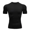 Gecomprimeerd zwart shirt met korte mouwen Zonbescherming T-shirt met lange mouwen voor heren Tweede huid Fitness Workout Sneldrogend Sportkleding 240125