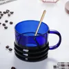 Bicchieri da vino 300Ml Lastra di vetro colorato addensato Resistente al calore Colazione Tazza da tè al latte Tazza alta in borosilicato