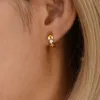 Boucles d'oreilles délicates en zircone hypoallergénique pour femme, créoles épaisses en acier inoxydable plaqué or 18 carats