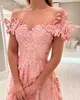 ASO EBI 2024 PINK A-LINE DURES PROM Kwiatowy Koronki Vintage Seksowne wieczór Formalne przyjęcie Drugie przyjęcie urodzinowe suknie zaręczynowe sukienki szata de soiree zj75 es