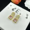 Loews Earrings Designer Original Quality Luxury Fashion Women Charm New Water Diamond Ear Studs With Square Line Design Earrings 925 Pins Do Not Fade