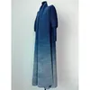 Miyake veckad vårkvinnor Robe Coat Fashion Gradual Starry Sky Print Lång ärm Utökad Windbreaker Trench 240123