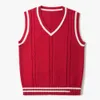 Mens Fashion Thick VNeck Sleeveless Vest Sweater School Uniform Knitting Tops Fashion Sweater S4XL 240119