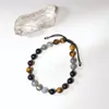 Strand Lii Ji Rainbow Obsidian Tiger's Eye Labradorite 8mm Stainless Steel Adjustable Bracelet For Male Jewelry