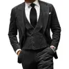 3 stycken mäns kostym väst vinterbyxor män blazer jacka set groomsmen tweed tuxedos för bröllop blazerpantsvest y240125