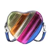 Sacs de soirée 2024 Design de mode Été Mini Rainbow Heart Femmes Sac à main Jointing Coloré Cross Body Sac Patchwork Épaule