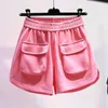 Damen-Shorts DAYIFUN Einfarbige Sommer-Taschen-Design-Laufsport-Hosen mit hoher Taille, A-Linie und weitem Bein, kurze Hosen 2024