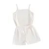 Ensembles de vêtements enfants bébé fille été vêtements décontractés gaufré coton sans manches haut caraco et ensemble short 2PC tenues de couleur unie