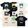 Rh Designers Verão Mens Rhude Camisetas para Carta Polos Camisa Bordado Mulheres Camisetas Roupas de Manga Curta Grande Plus Size Tees 0WUE