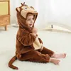 MICHLEY Halloween bébé dessin animé barboteuse hiver né singe à capuche vêtements pour bébés garçon fille pyjamas Animal Onesie combinaison 240119