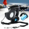 Laisses Fournitures pour animaux de compagnie collier de chien laisse laisse rétractable automatique 4.5M lampe de poche LED laisse de chien de compagnie plomb avec sac poubelle