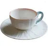 Tasses soucoupes prix spécial pour bord doré bleu corail vie Marine oursin créatif tasse à café soucoupe